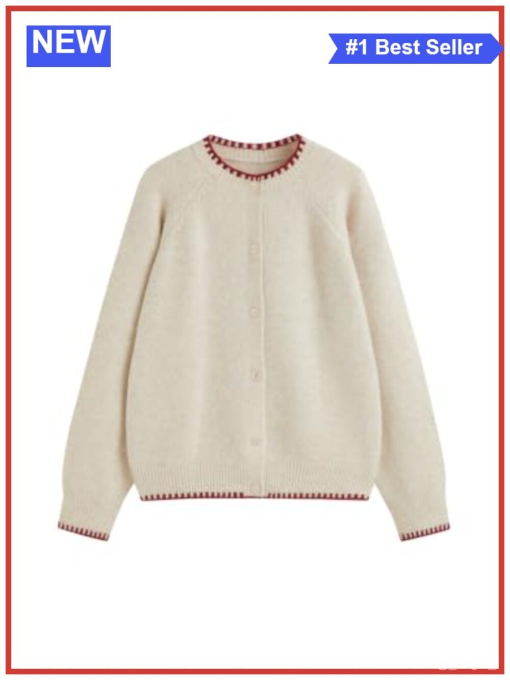 Contrast Trim Button Down Fuzzy Knit Cardigan Sweater Women